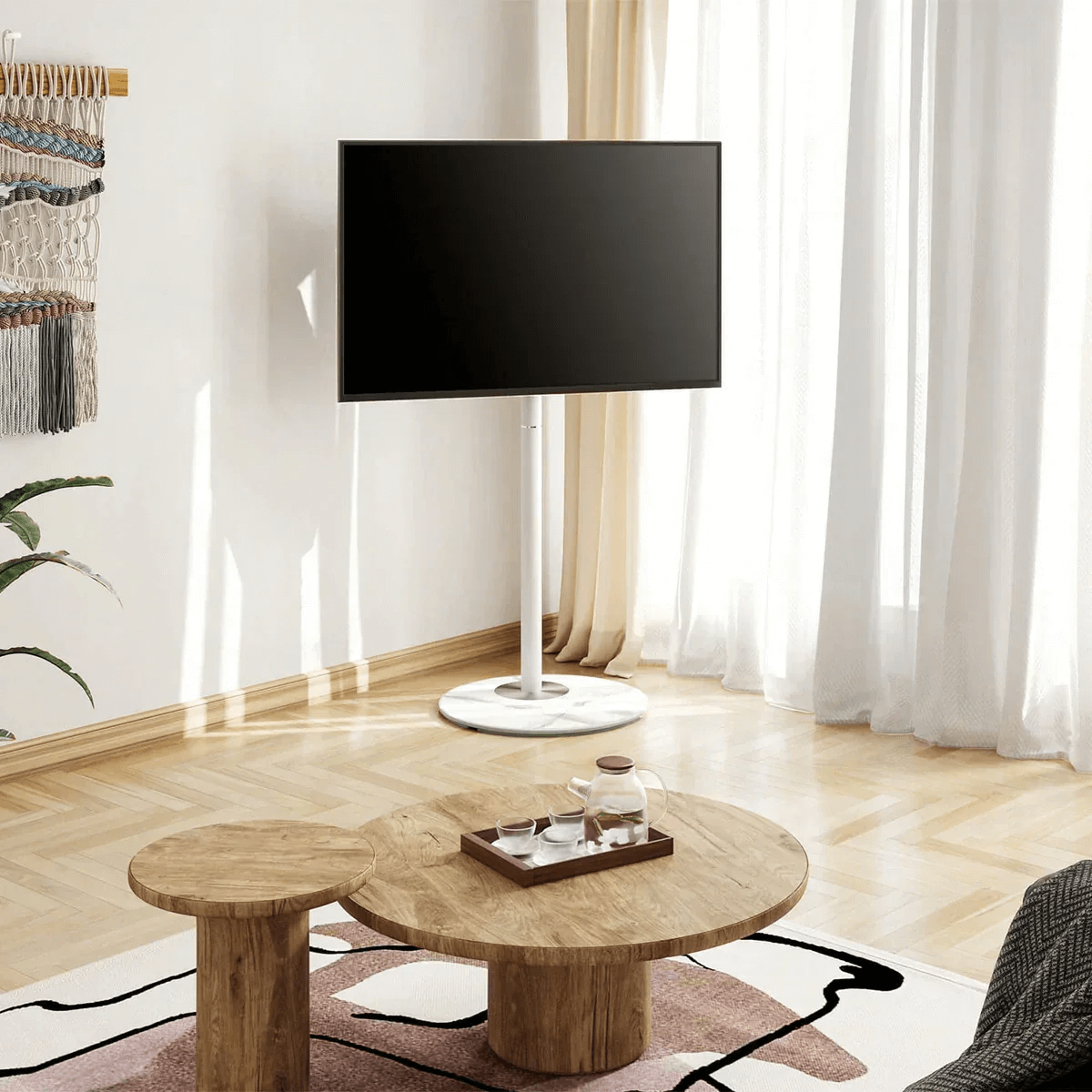 white floor tv stand