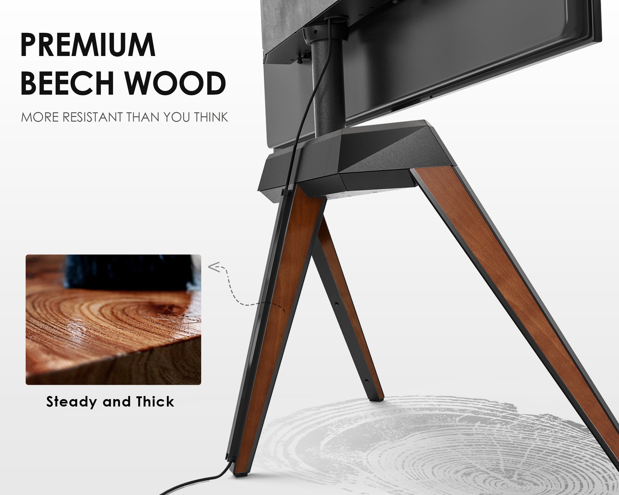 tripod tv stand with wooden material