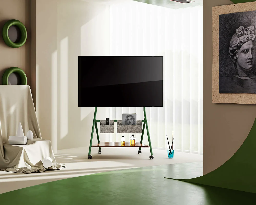 floor tv stand in the gallery in green pine FITUEYES Collector TC78