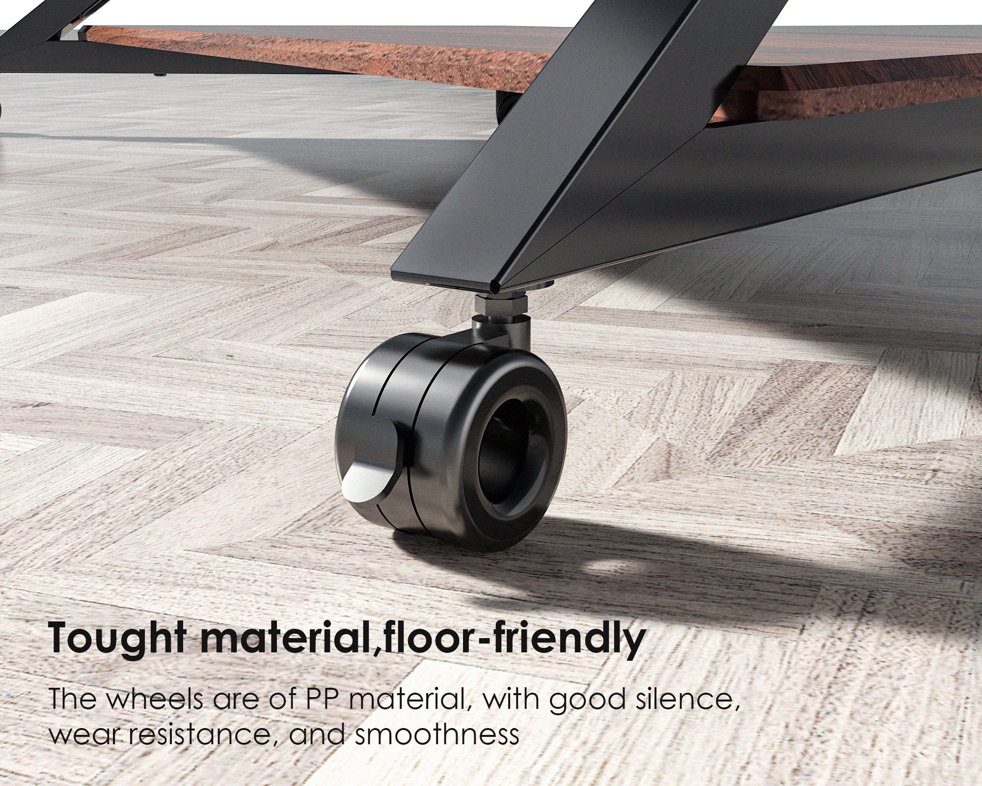 Eiffel v2 ft100 floor standing TV stand in walnut with silent, floor-protecting wheels