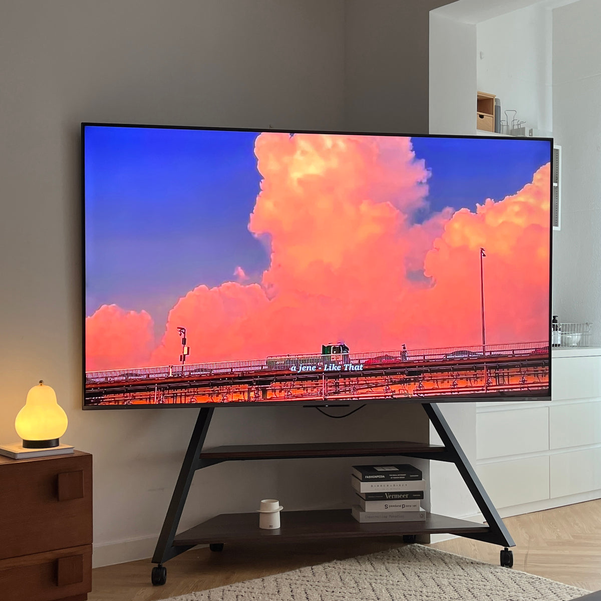 98 inch tv stand with decoration
