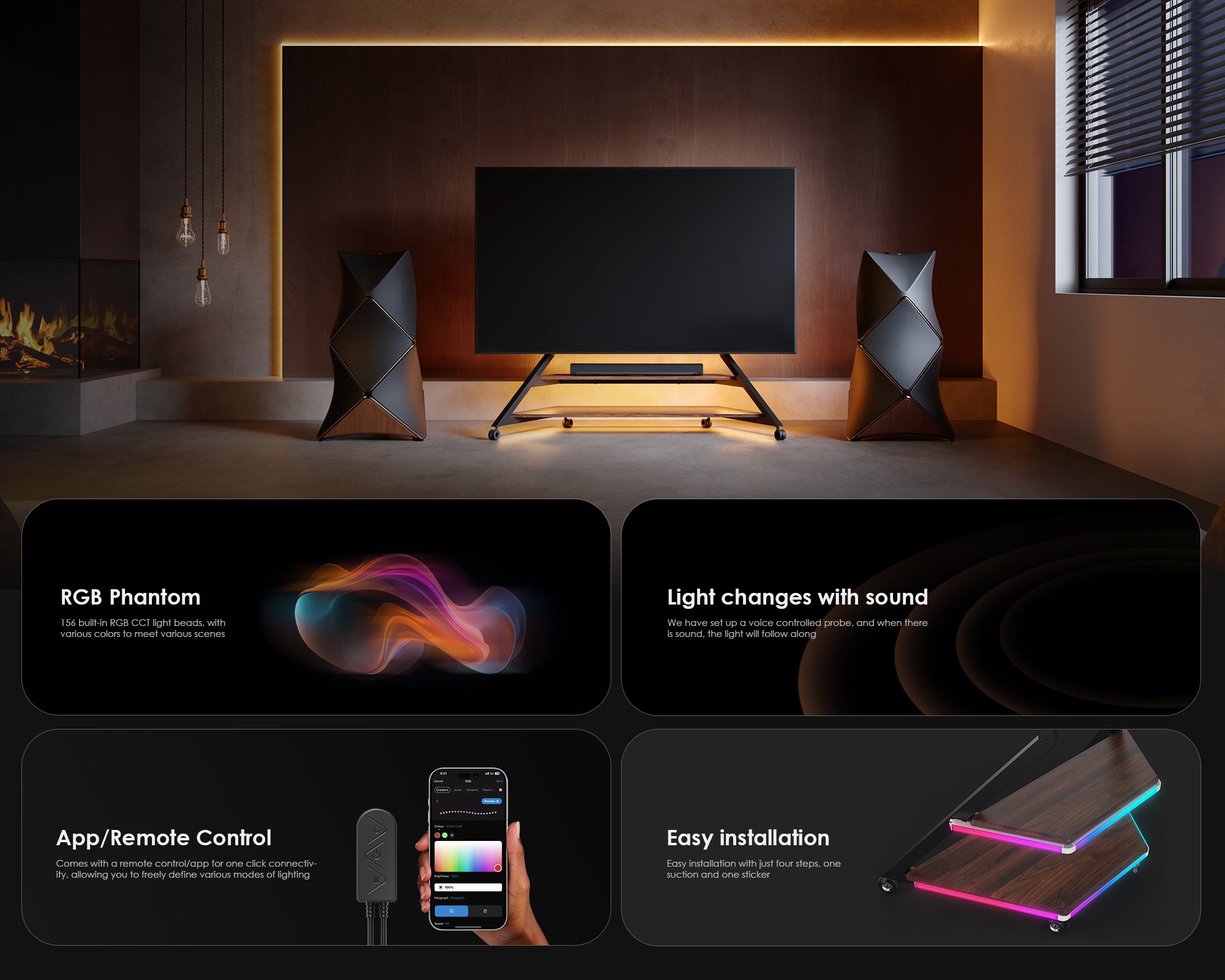 Eiffel FT65 TV Stand With Smart Light