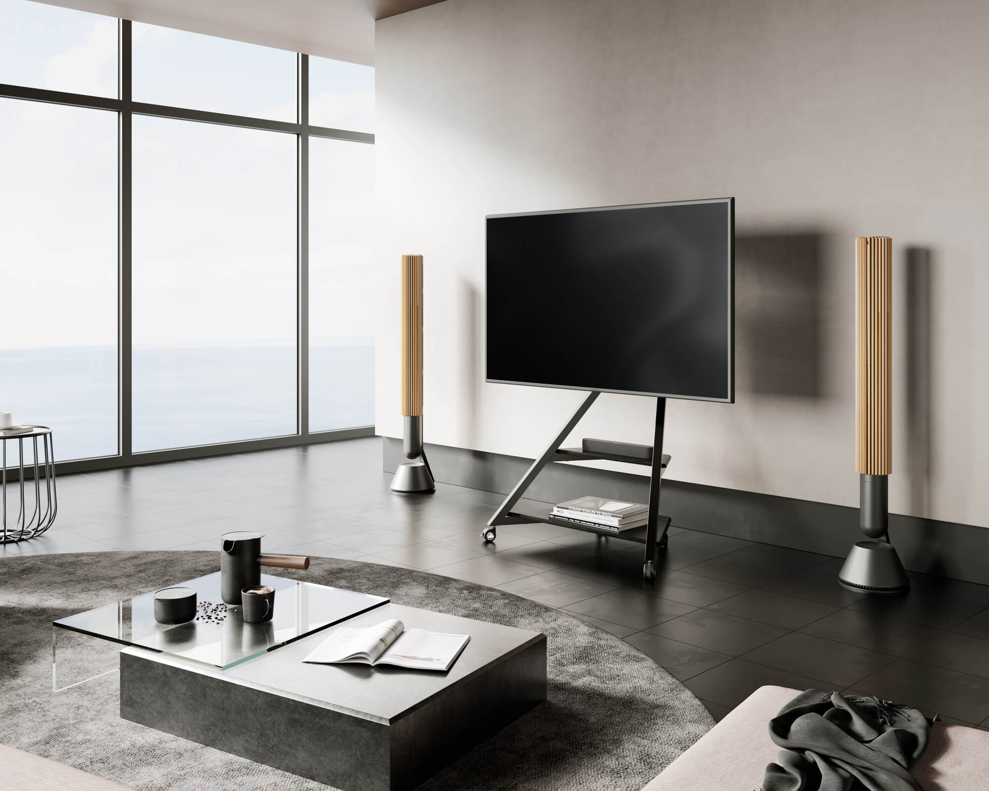 Eiffel V2 FT88 Floor TV Stand With Wheels