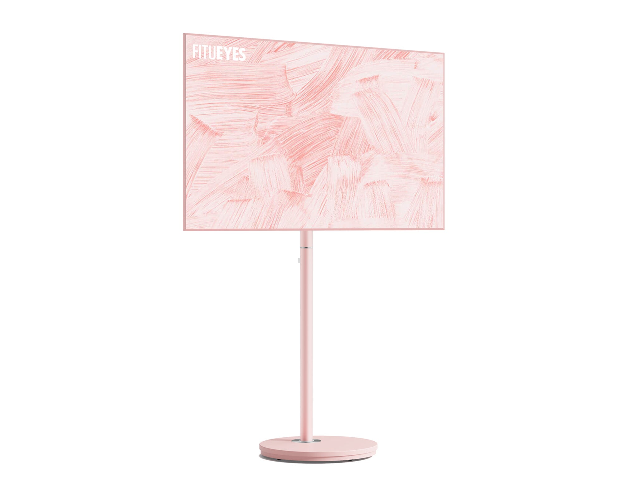 Pink floor TV stand on casters, suitable for 24-48 inch TVs.