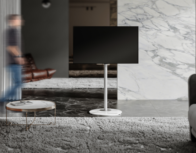 modern tv stand with marble texture