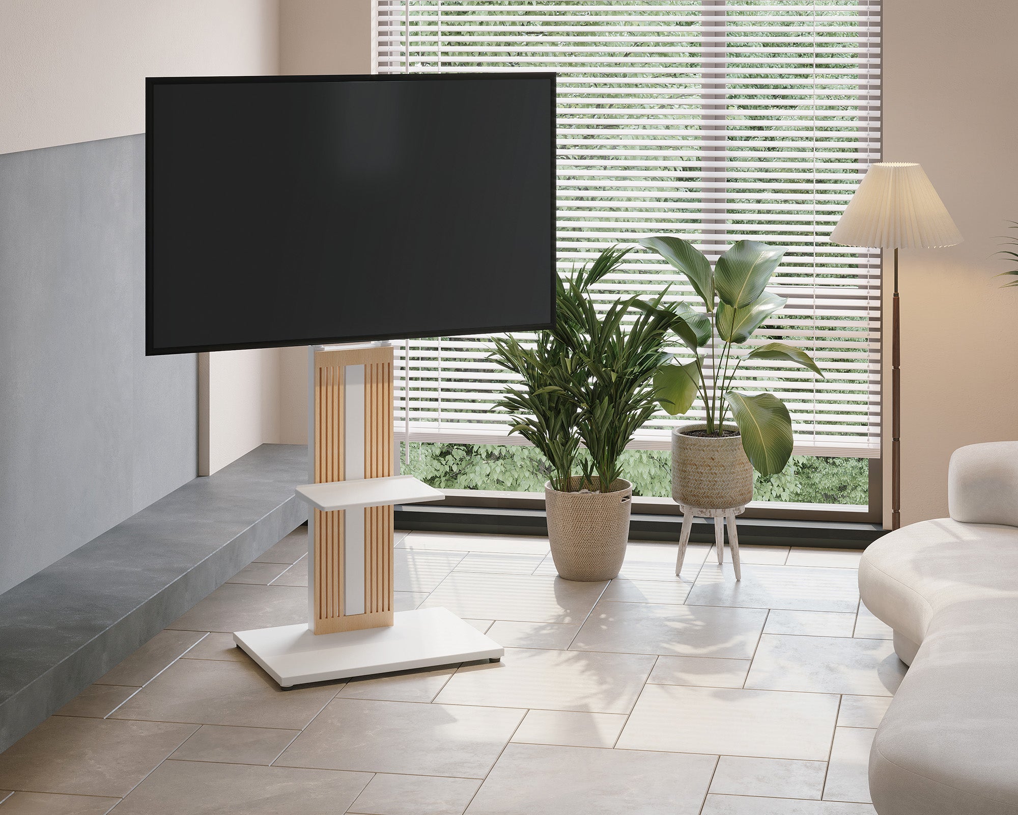 ZEN FT65 TV Stand with Plate Stand in the living room