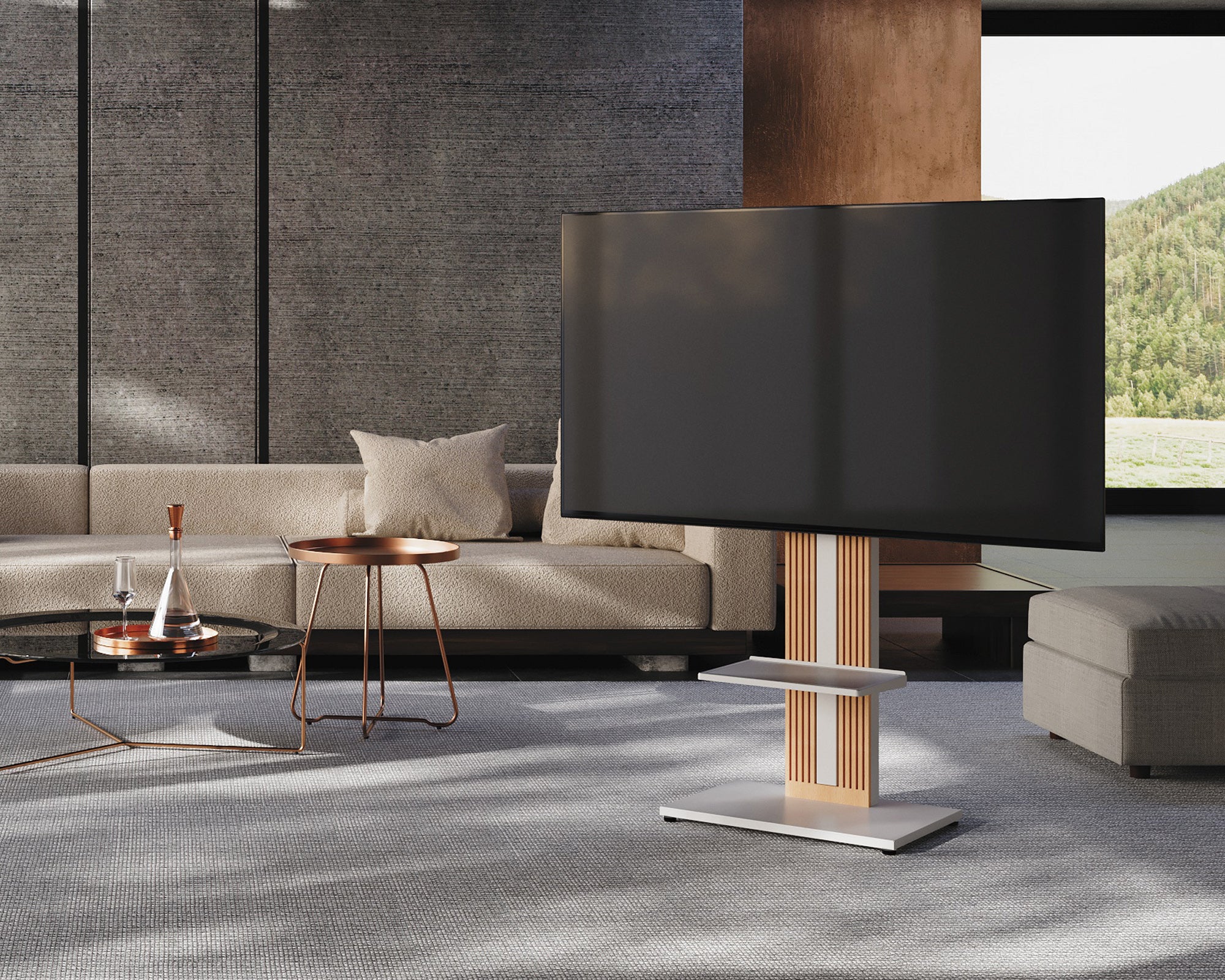 The white shelf on the zen ft88 tv stand in the living room