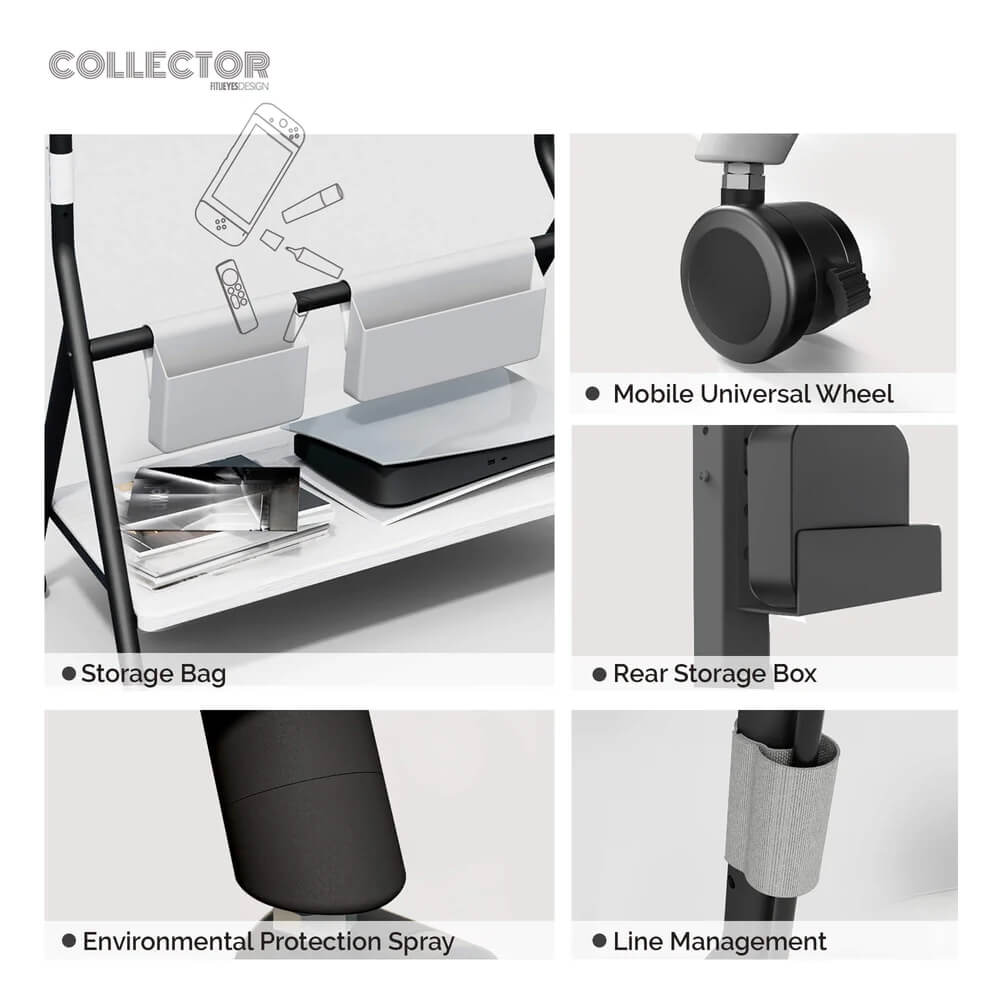 cable management rolling tv stand with storage bag fitueyes 78 inch