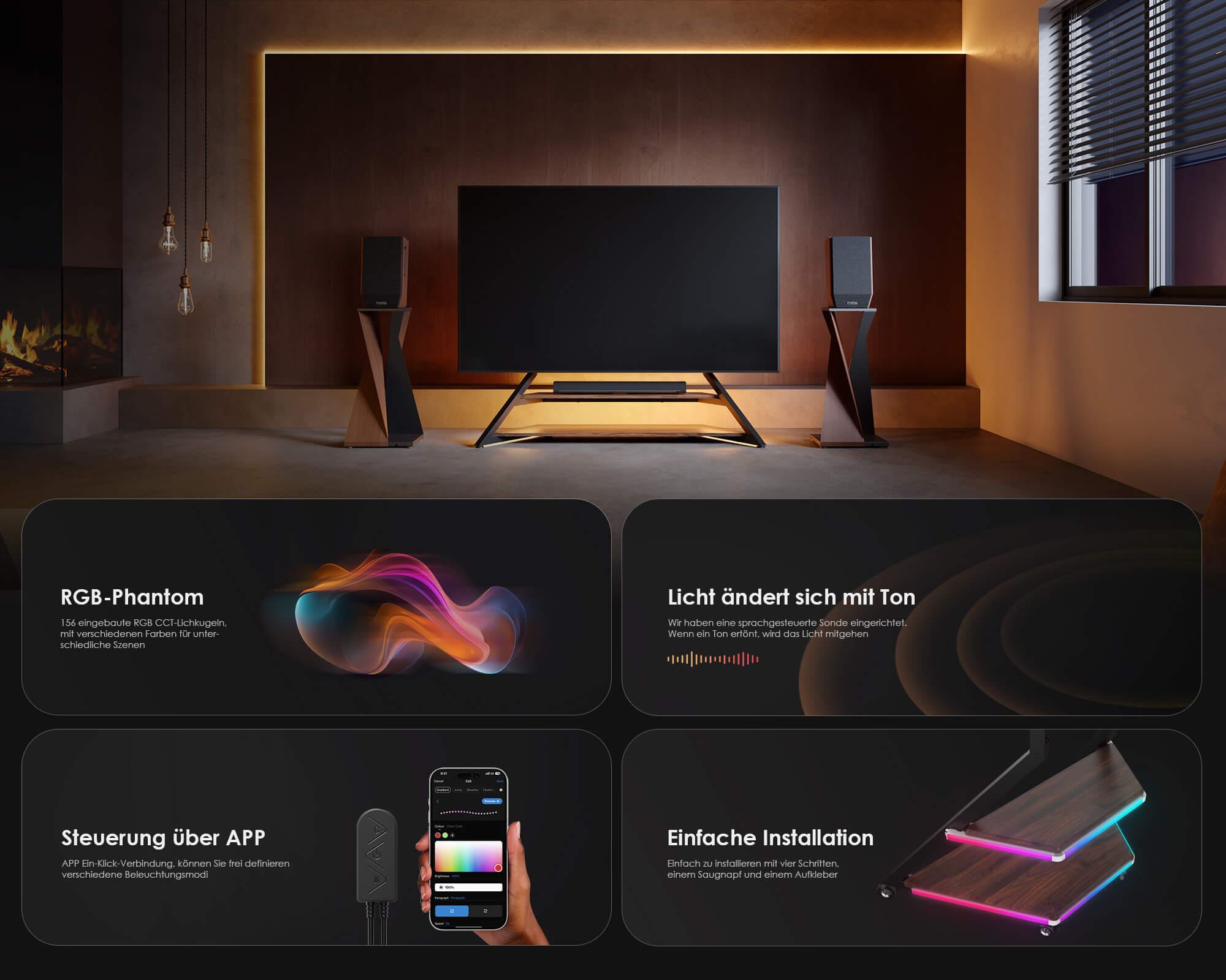 Eiffel FT65 TV Stand With Smart Light