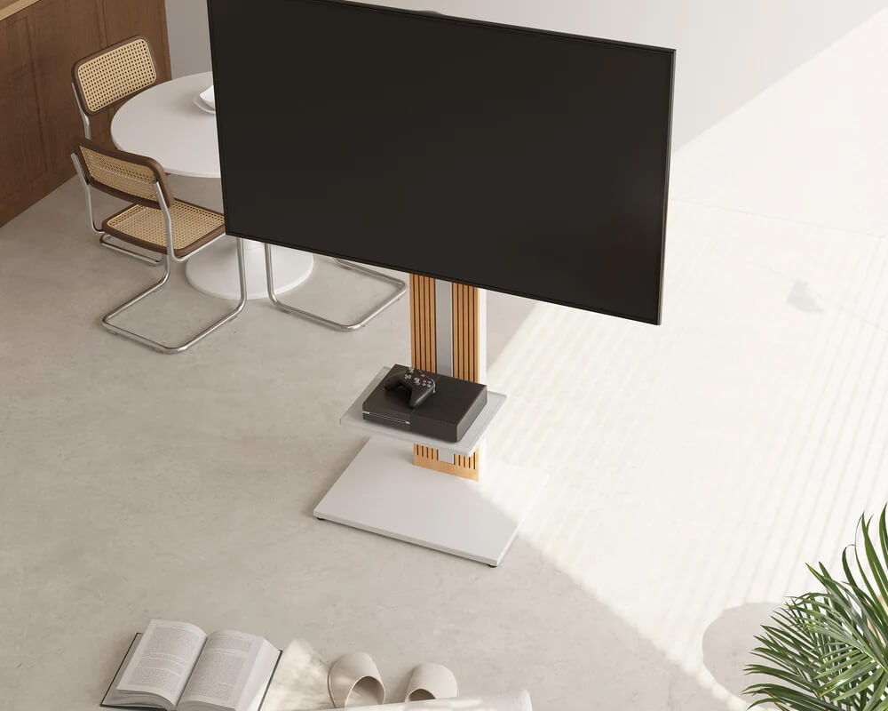 The white shelf on the zen ft65 floor tv stand