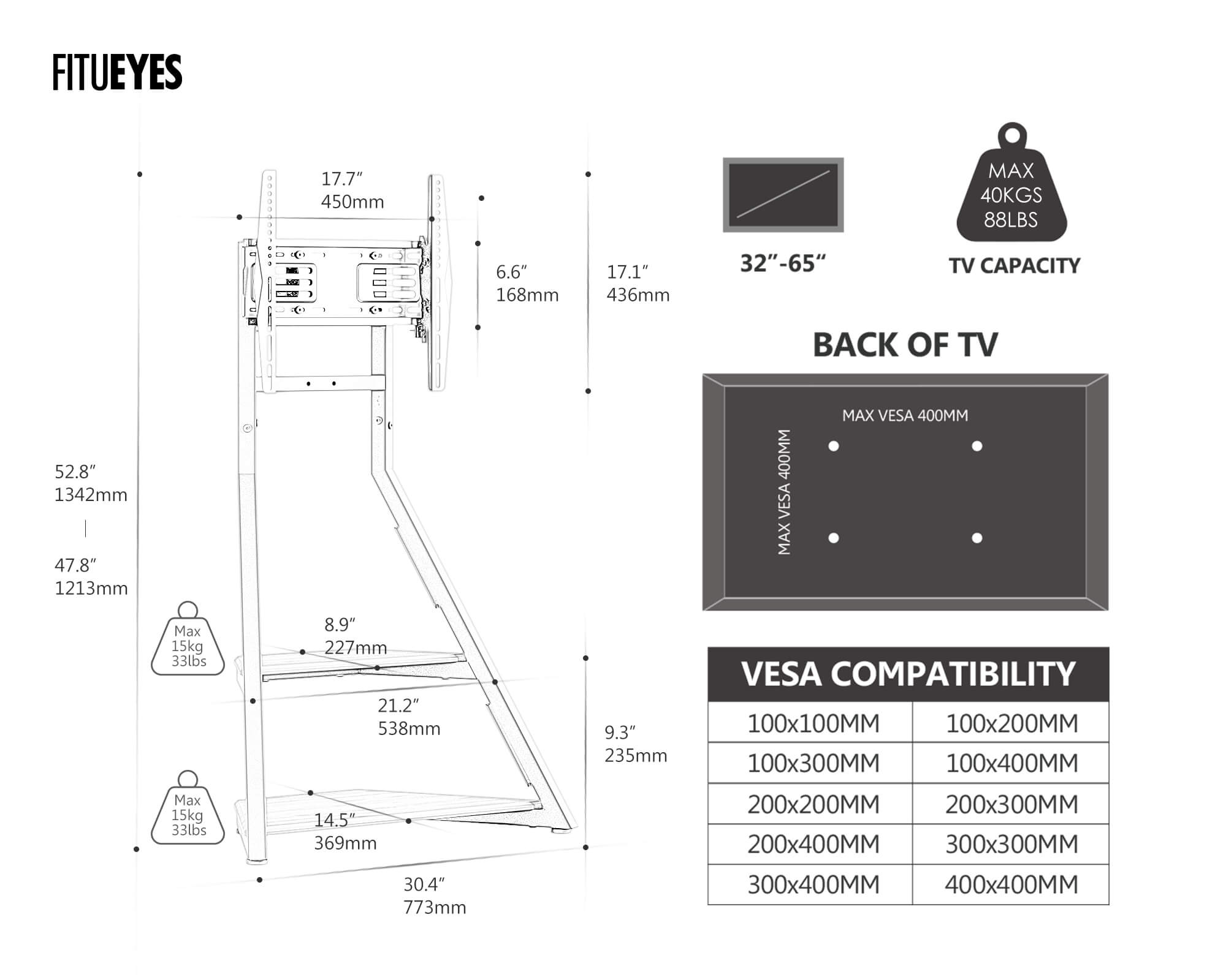 Eiffel FT65 TV Stand With Smart Light