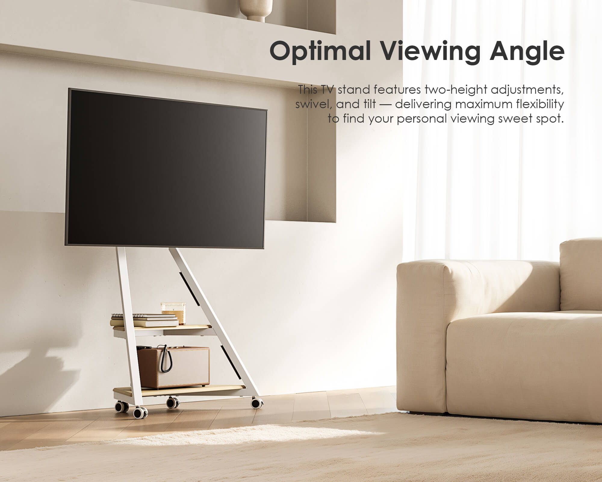 Eiffel FT65 Floor TV Stand With Wheels
