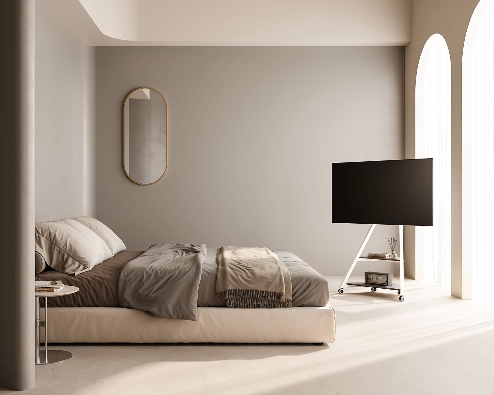 Compact floor tv stand with wheels ideal for small bedroom