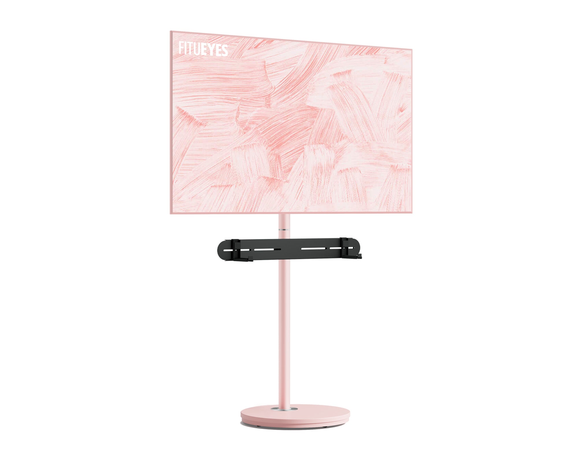 Pink minimalist TV stand with a soundbar bracket