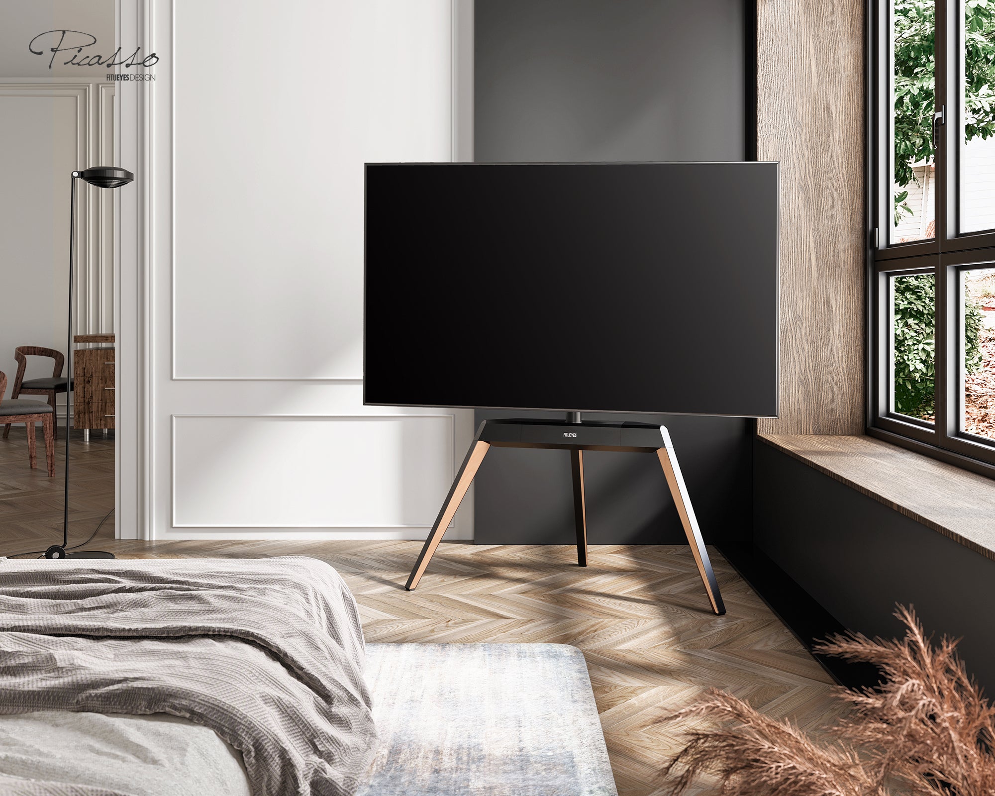 tripod tv stand in bedroom