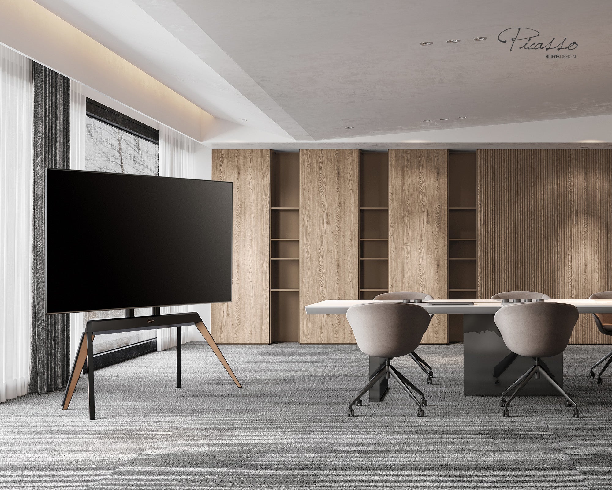 Maple TV Stand Picasso 65-88 Conference Room