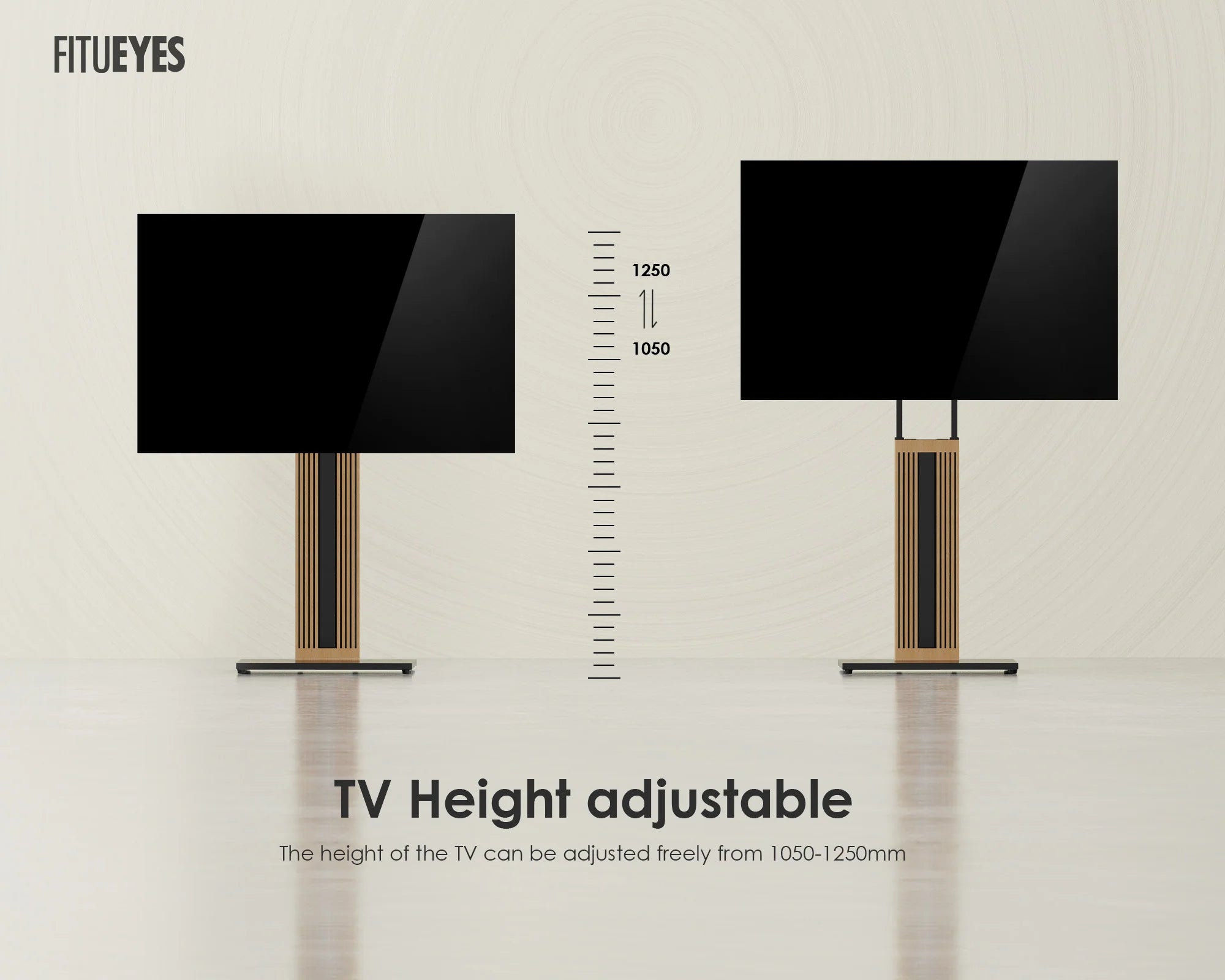 height adjustable floor tv stand in black FITUEYES ZEN Series