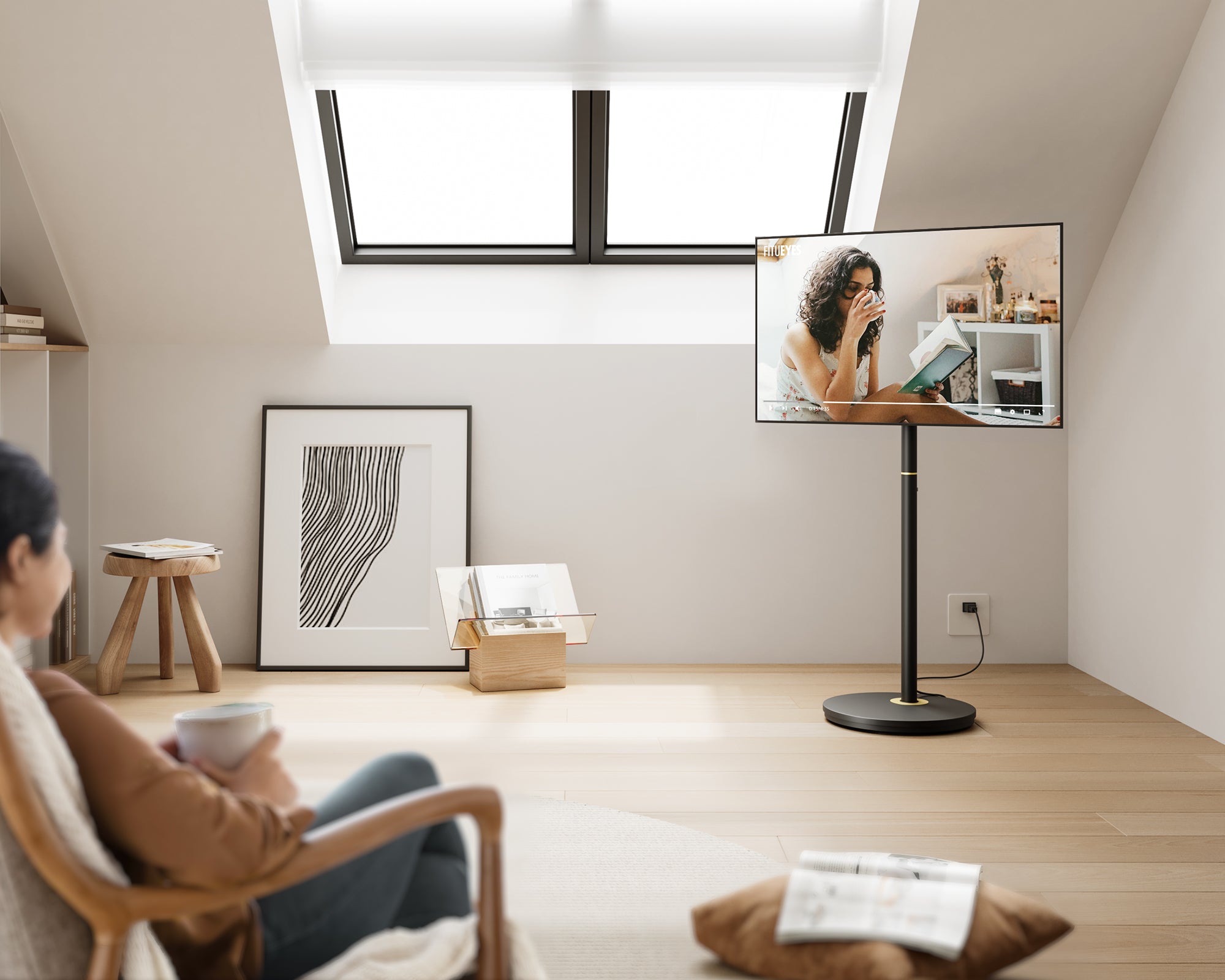 universal tv stand in attic