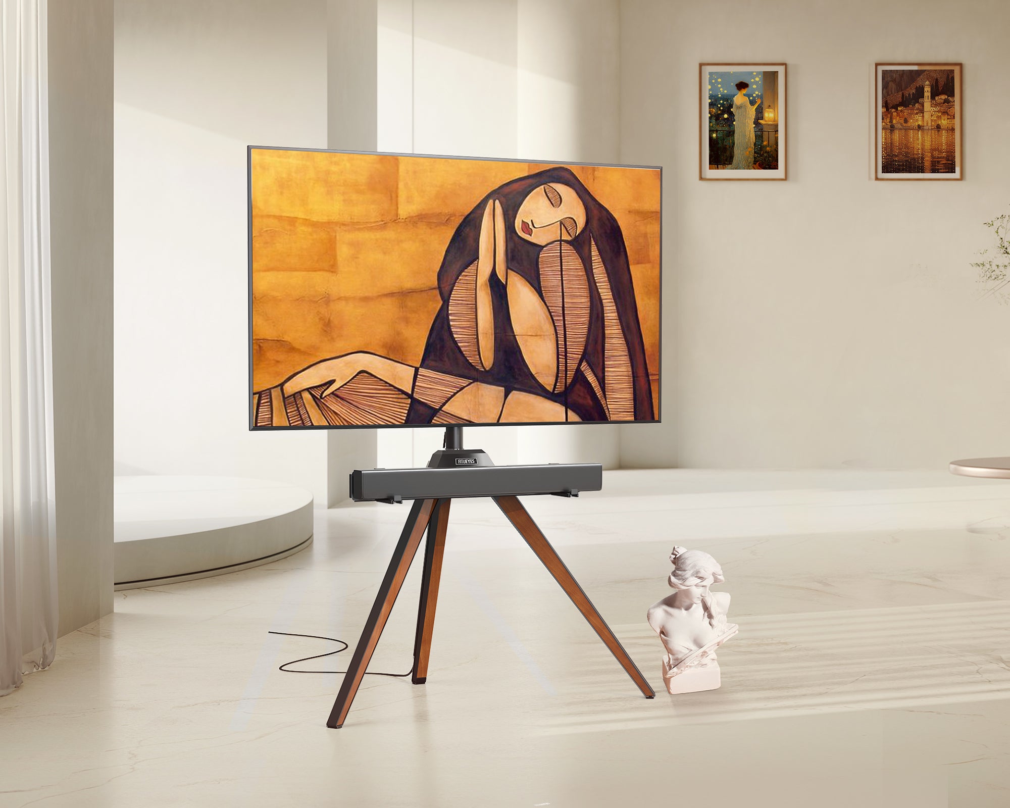 Triangular TV stand With Soundbar bracket