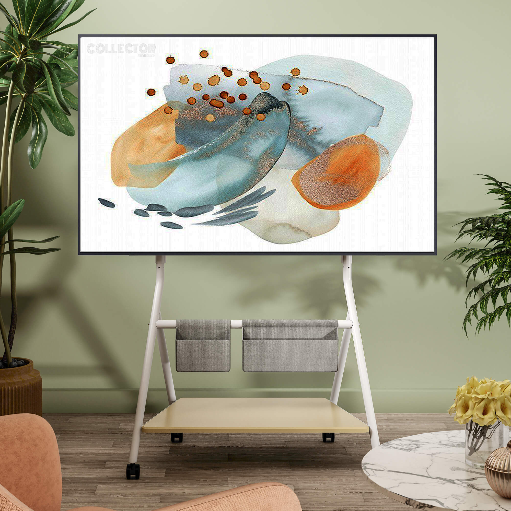 fitueyes floor tv stand with wheels collector 55-78 inches