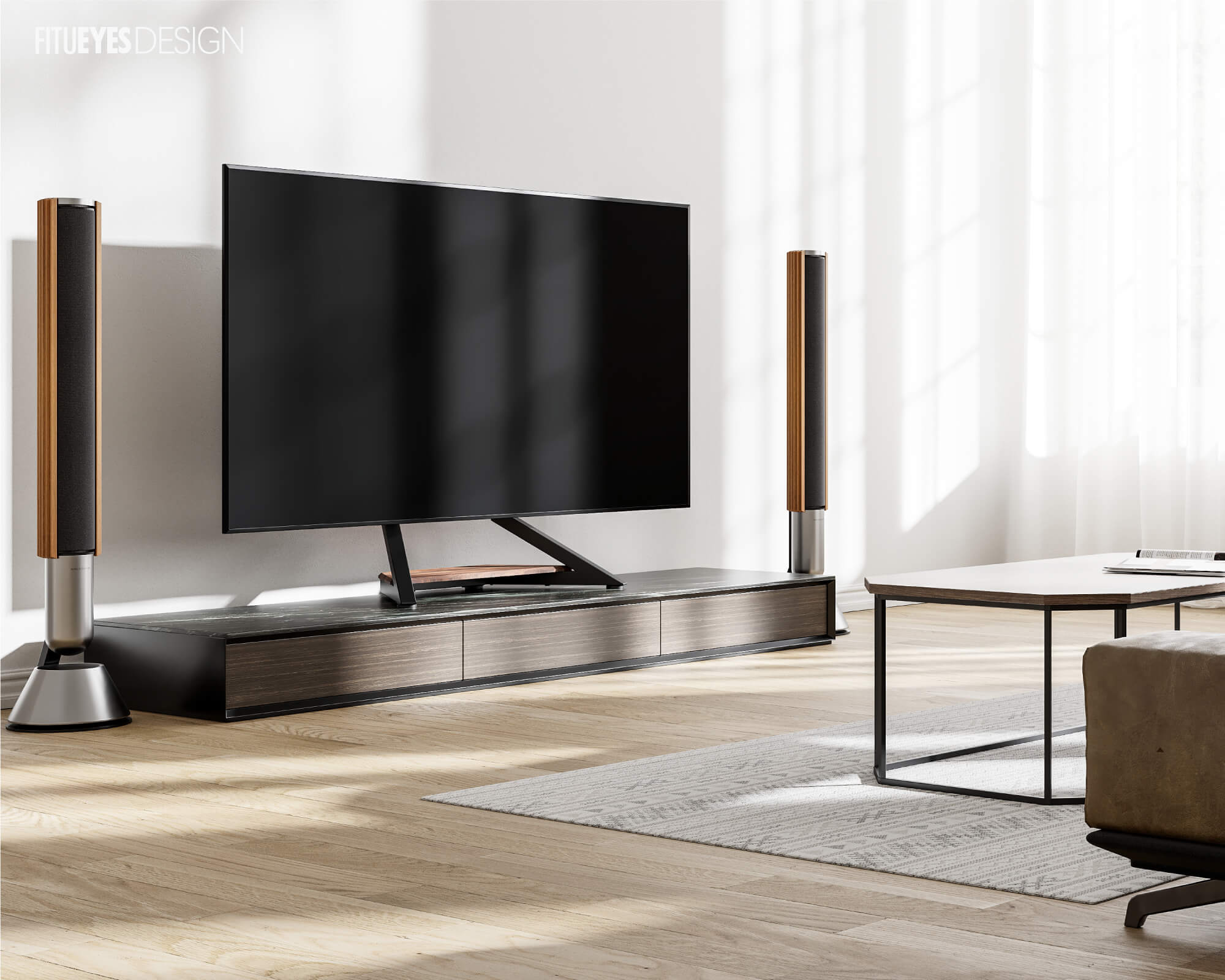 TV tabletop stand for 55-85 inch screens in the living room