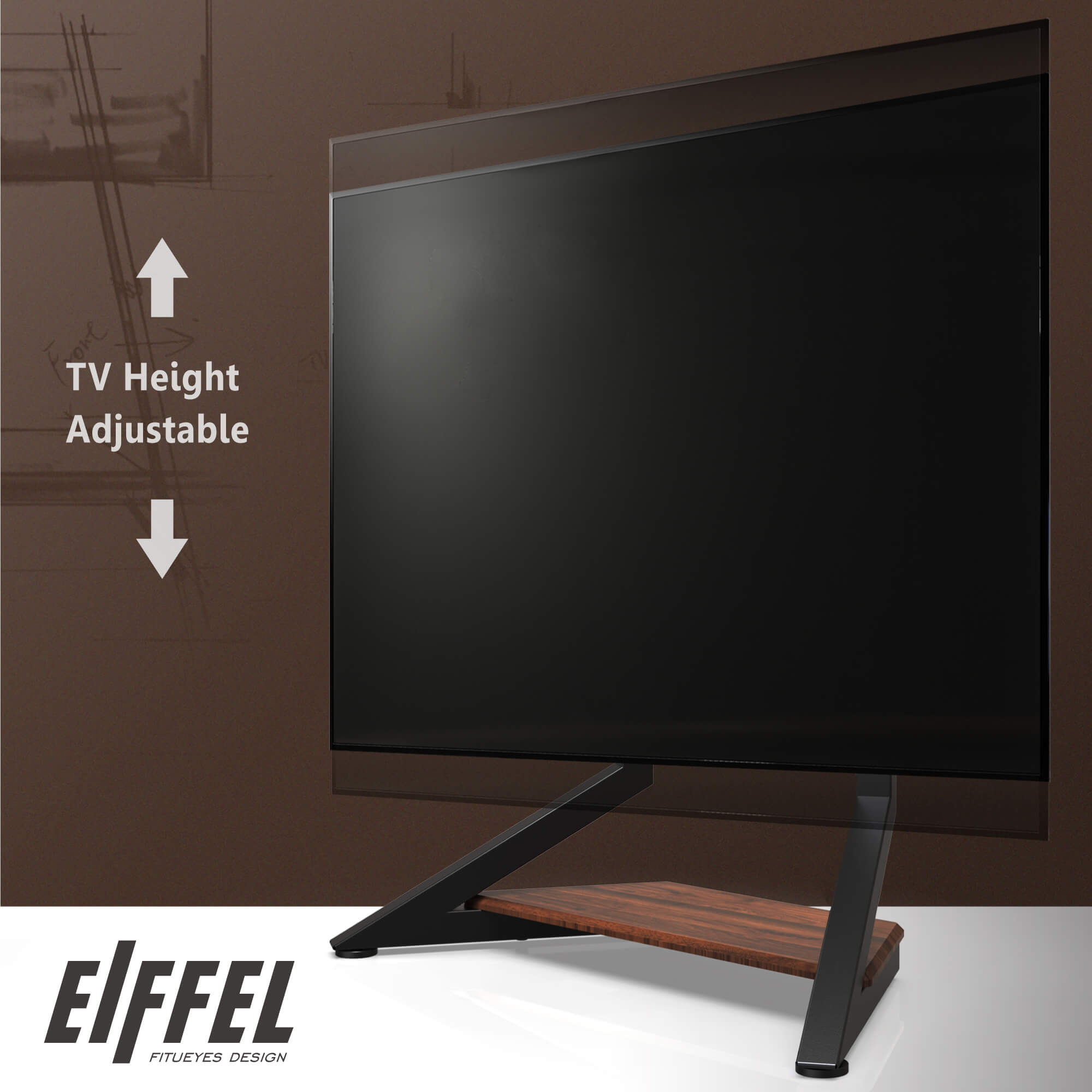 TV tabletop stand with height adjustment function, for 55-85 inch TVs