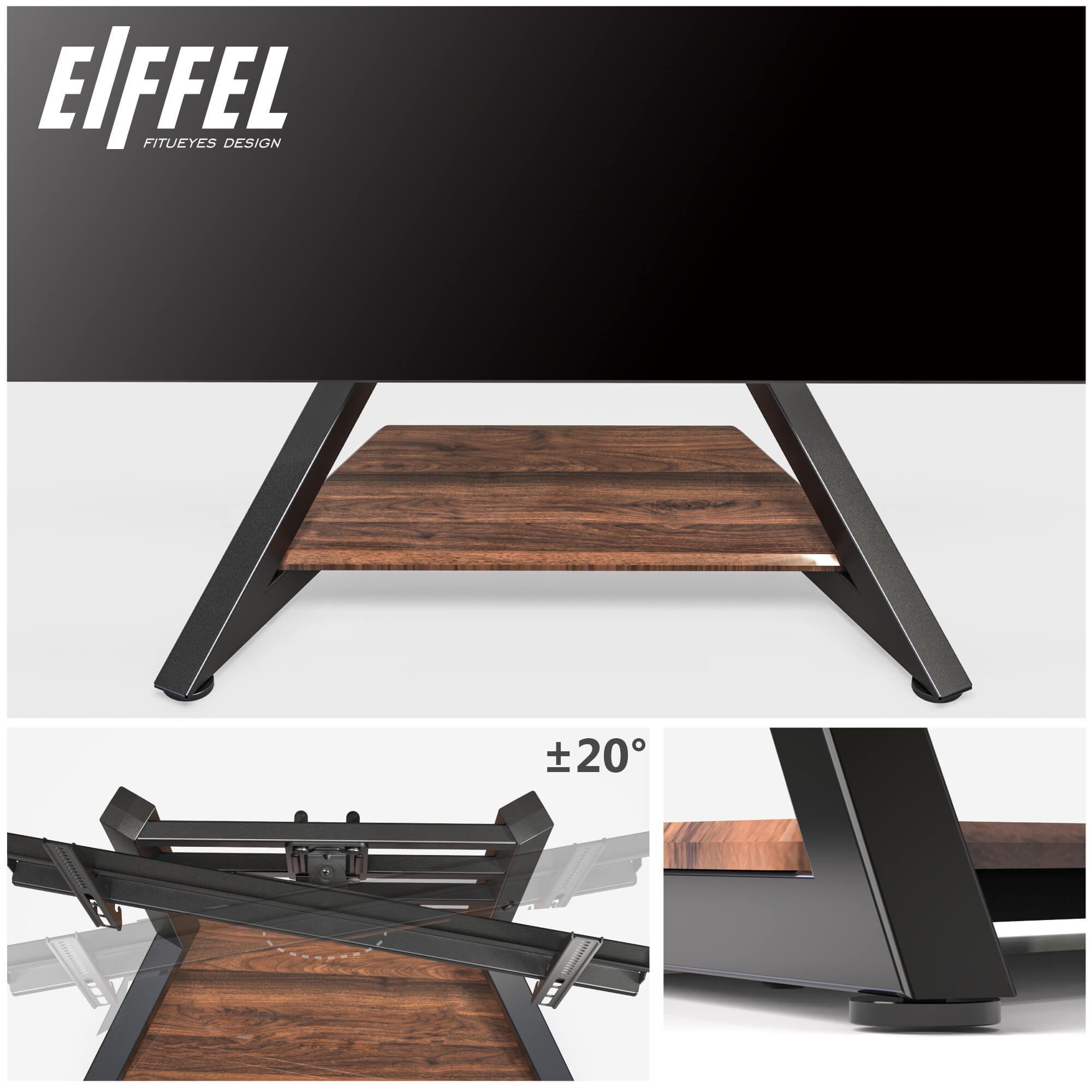 Fitueyes TV tabletop stand features with swivel