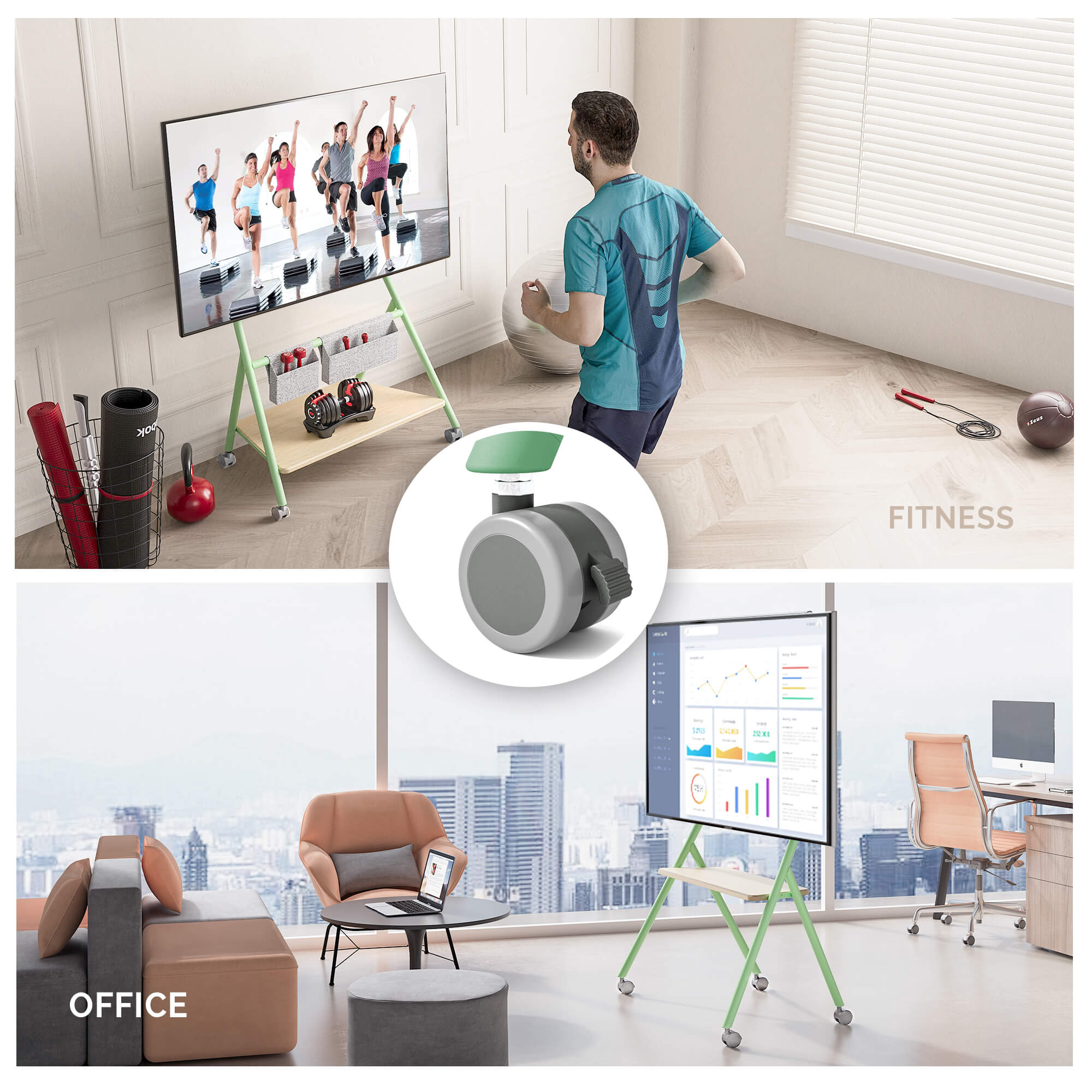 mobile tv stand in the office for 78 inch tv FITUEYES