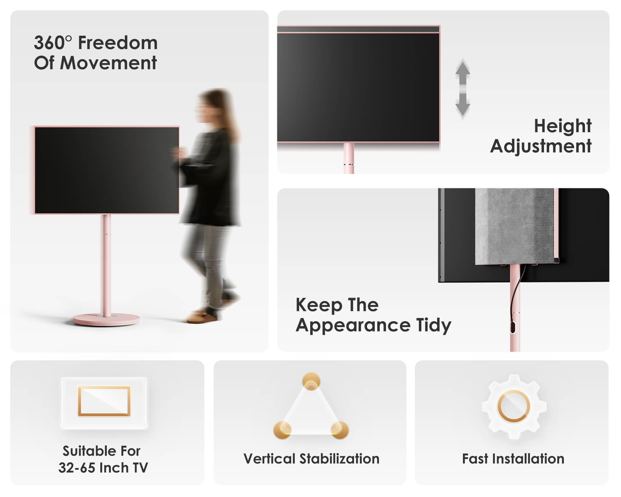 Master V2 FT65 Floor TV Stand With Wheels