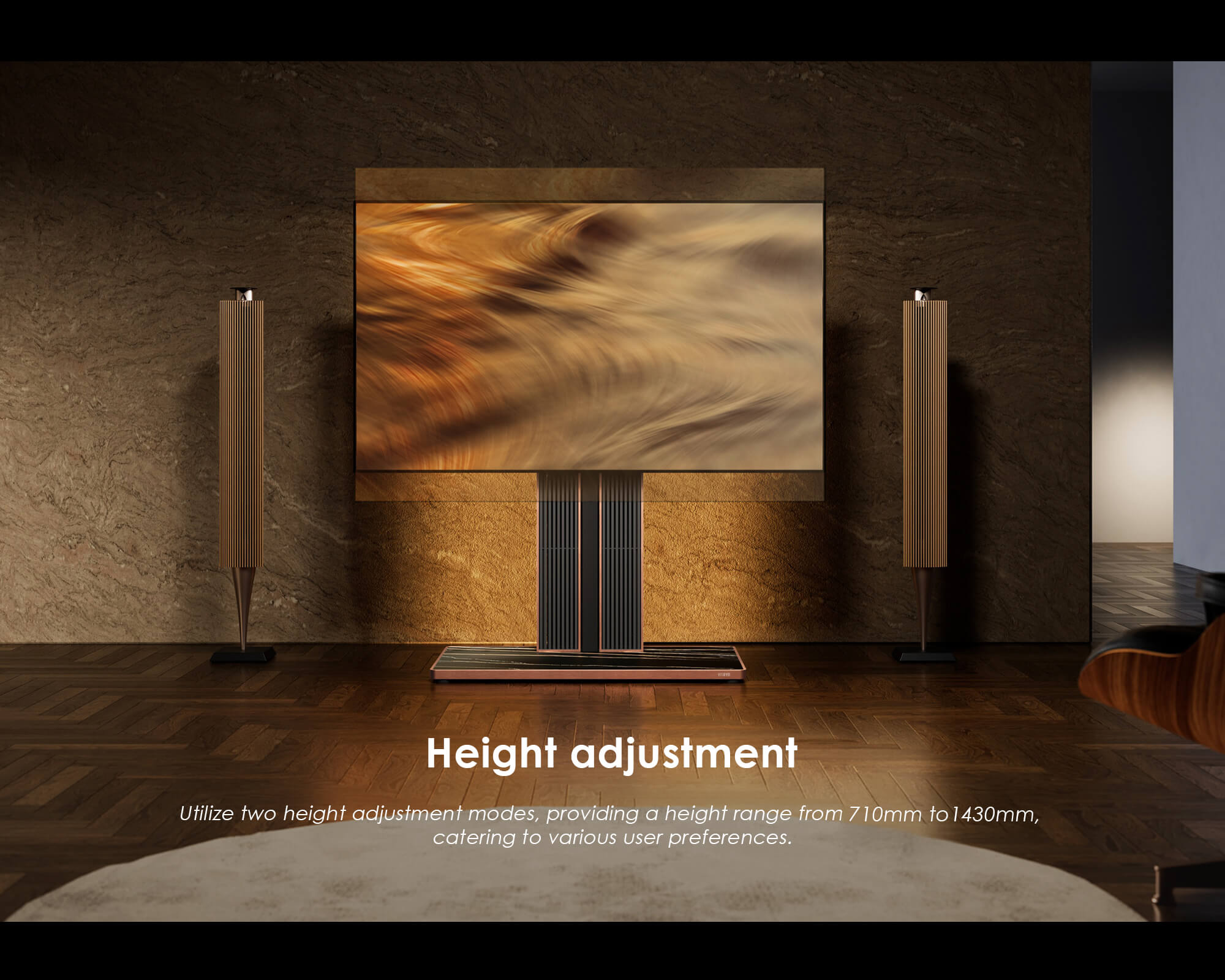 Height-adjustable tv stand cantor series for 100 inch tv 